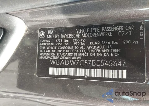 2011 BMW 328I из США, поврежденный, VIN WBADW7C57BE545647